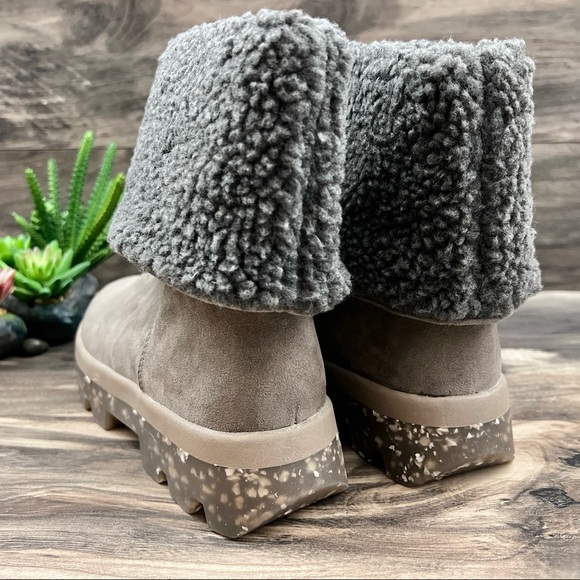 NIB Cool Planet By Steve Madden Restt Faux Shearling Bootie 8.5M Grey Fab - Picture 8 of 12